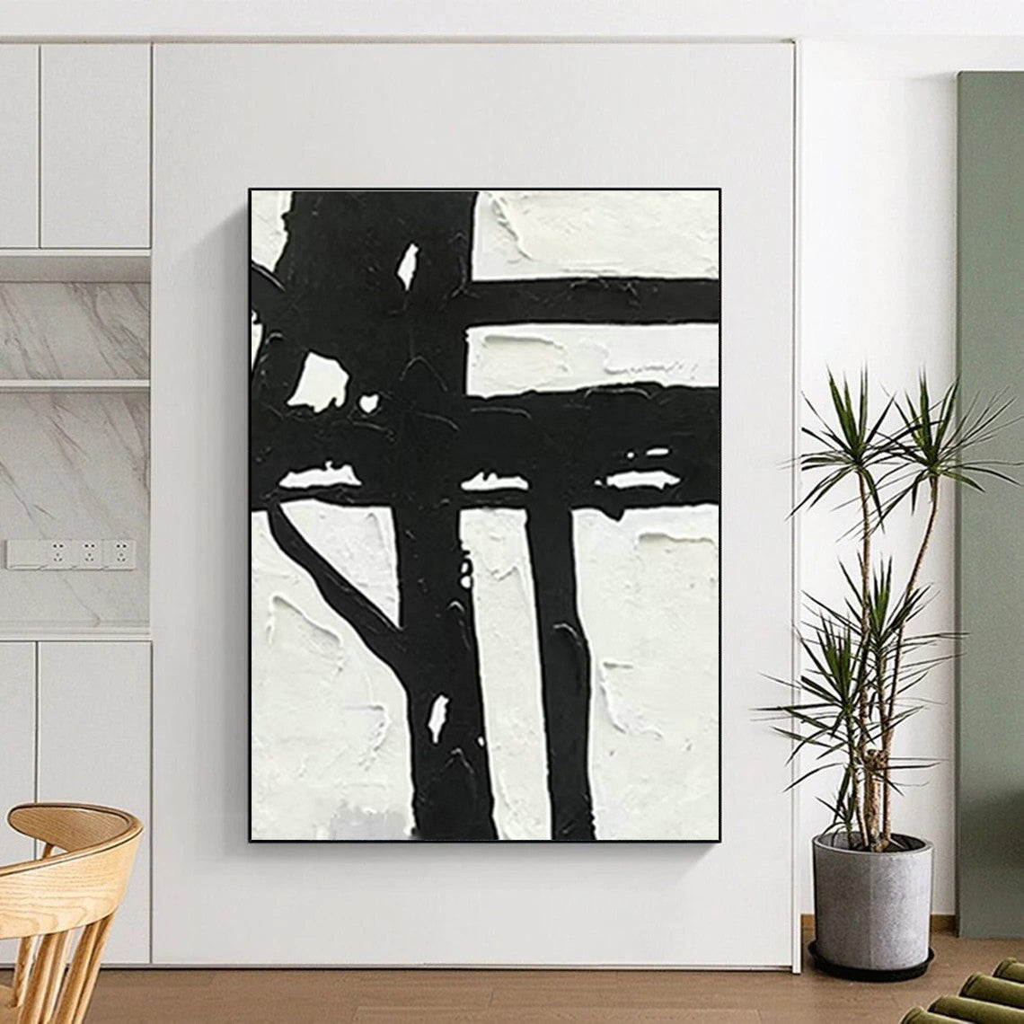 Black - White Abstract Pattern Art for Office & Living Room DLZ0435