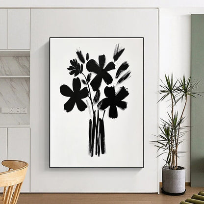 Black Abstract Flower Bouquet 2 for Minimalist Office & Contemporary Art Studio STSC925
