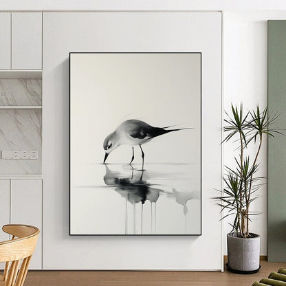 Ink Wash Bird Drinking for Zen - Inspired Office & Traditional Tea House STSC906