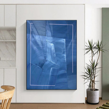 Blue and White Geometric Abstract Art for Coastal - Inspired Office & Scandinavian - Style Home DLZ0753