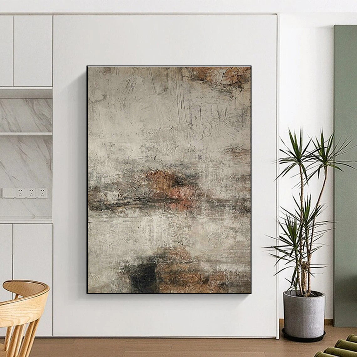 Gray - White - Brown Textured Art for Rustic Restaurant & Art - Themed Hotel DLZ1864
