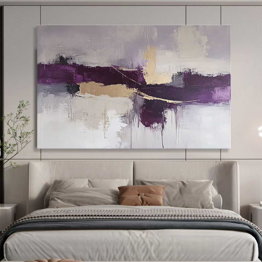 Purple Gold Abstract Art for Sophisticated Wine Bar & Art Deco - Style Lounge SC088