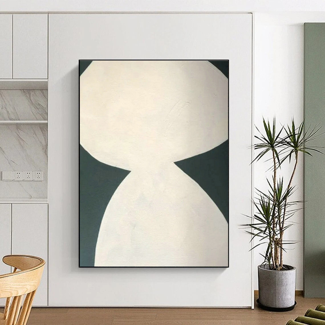 White - Green Geometric Art for Scandinavian Home & Eco - Friendly Art Space DLZ1896