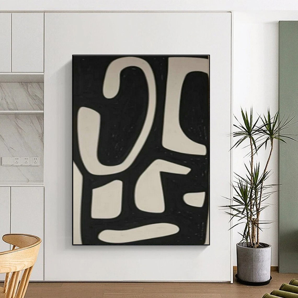 Black and White Symbolic Abstract Art for Art Deco - Style Home & Urban Art Lounge DLZ1978