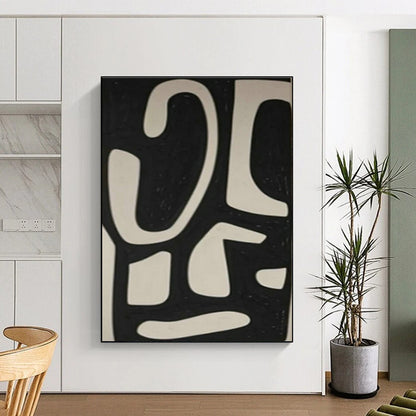 Black and White Symbolic Abstract Art for Art Deco - Style Home & Urban Art Lounge DLZ1978