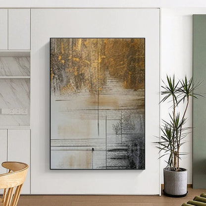 Gold - Brown Line - Geometric Abstract Art for Luxury Hotel Lobby & High - End Jewelry Store DLZ0987
