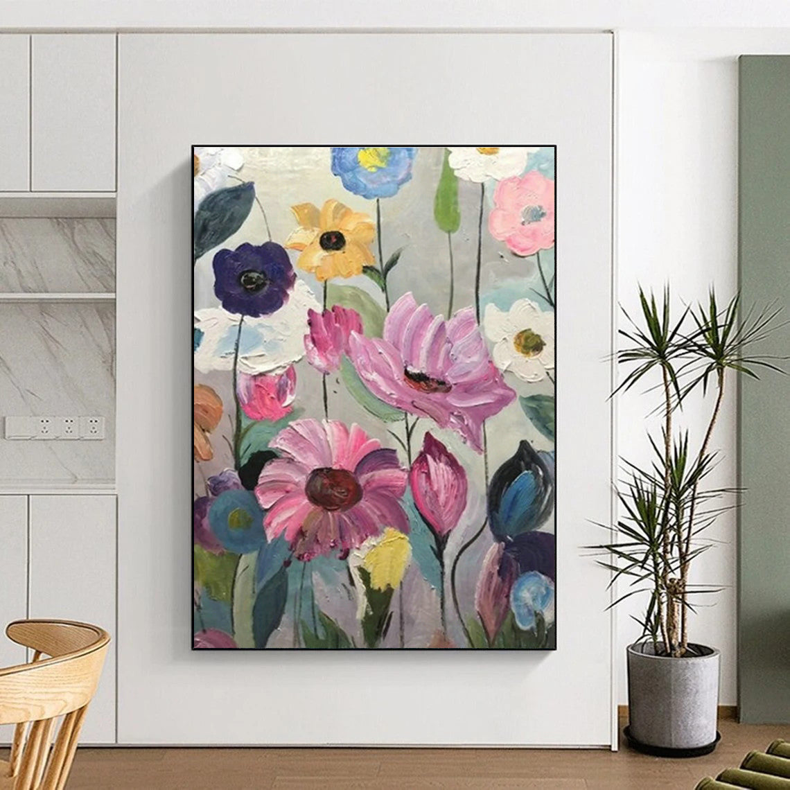 Colorful Flower Field Painting for Cheerful Kitchen & Garden - Themed Nursery DLZ0864