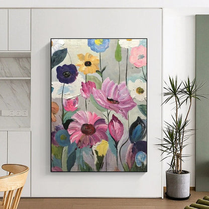 Colorful Flower Field Painting for Cheerful Kitchen & Garden - Themed Nursery DLZ0864