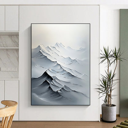 Textured Mountain Peaks Impasto Landscape Art for Rustic Home Lodge & Adventure - Themed Home Office STSC1493