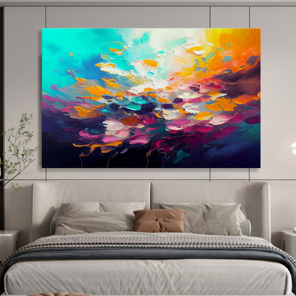 Vibrant Floral Abstract Art for Cheerful Bedroom DLZ2730