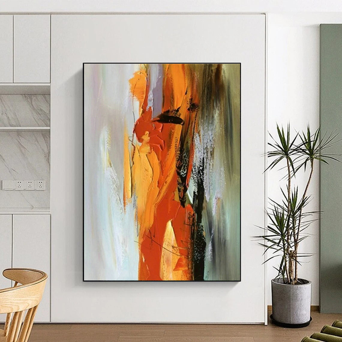 Orange - Yellow Dynamic Abstract Art for Fitness Studio & Sunny Breakfast Nook DLZ1456
