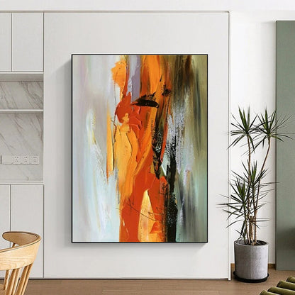 Orange - Yellow Dynamic Abstract Art for Fitness Studio & Sunny Breakfast Nook DLZ1456