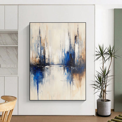 Blue - Beige City Abstract Art for Architect’s Studio & Urban - Themed Restaurant STSC134