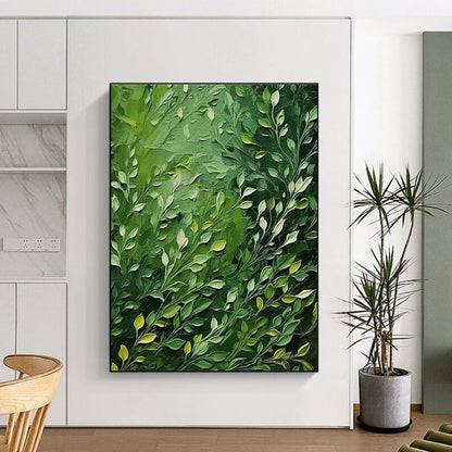 Lush Green Leaf Oil Art for Botanical - Themed Home Entryways & Sunlit Breakfast Nooks DLZ0291