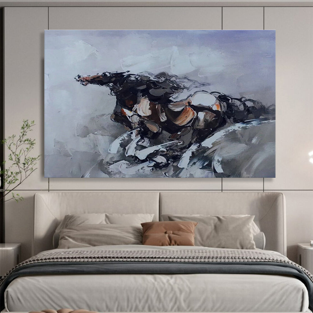 Gray - Tone Galloping Horse Abstract Art for Equestrian - Inspired Home Offices DLZ2690