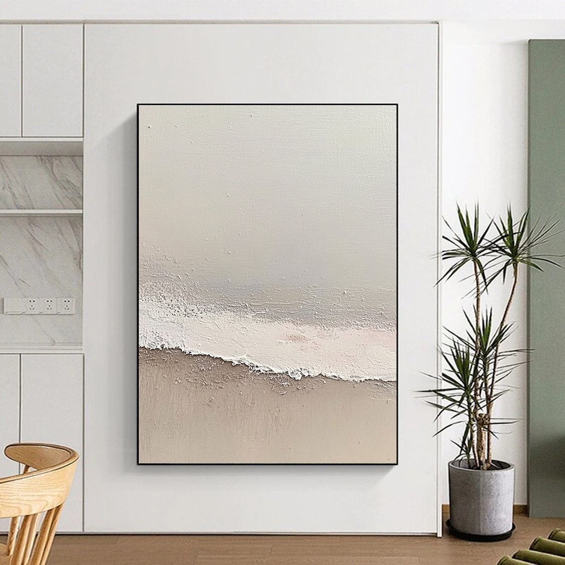 Minimalist Beige and White Art for Modern Home Office & Calm Home Library STSC1427