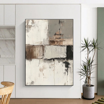 Neutral Tones Abstract Patchwork for Scandinavian - Style Bedroom & Modern Home Library STSC424