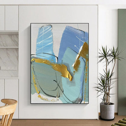 Blue - Gold Abstract Art for Coastal Villa & Art - Forward Bar DLZ0809