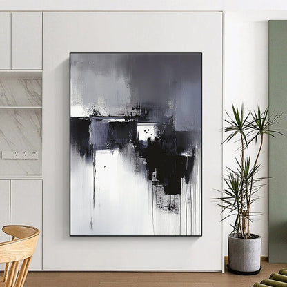 Black and White Abstract Drips for Industrial - Chic Loft & Dramatic Entryway STSC617