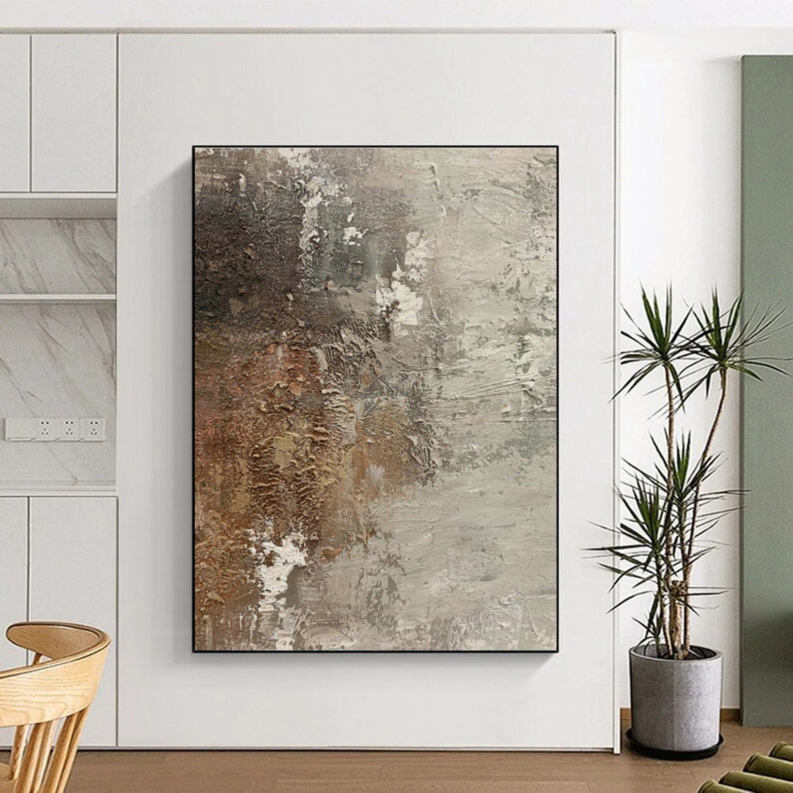 Brown - Gray Abstract Art for Sophisticated Whiskey Bar Tasting Areas DLZ0198