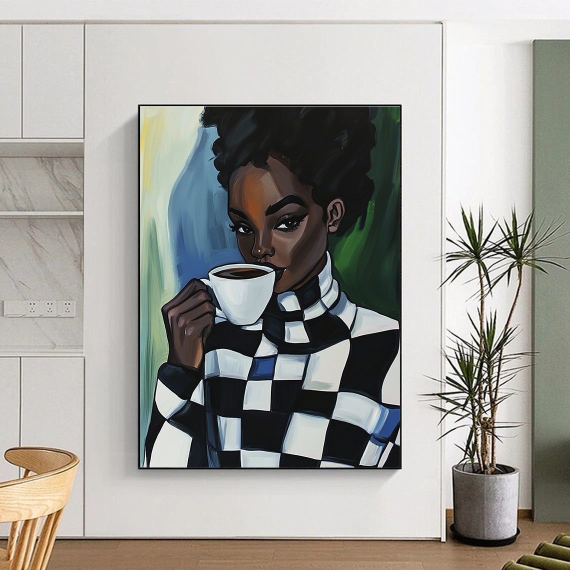 Woman Drinking Coffee for Trendy Coffee Shop & Modern Feminine Workspace STSC919