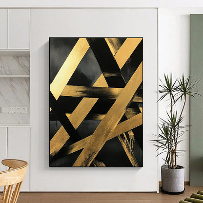 Black and Gold Geometric for Luxury Hotel Lobby & Modern Office Reception STSC1129