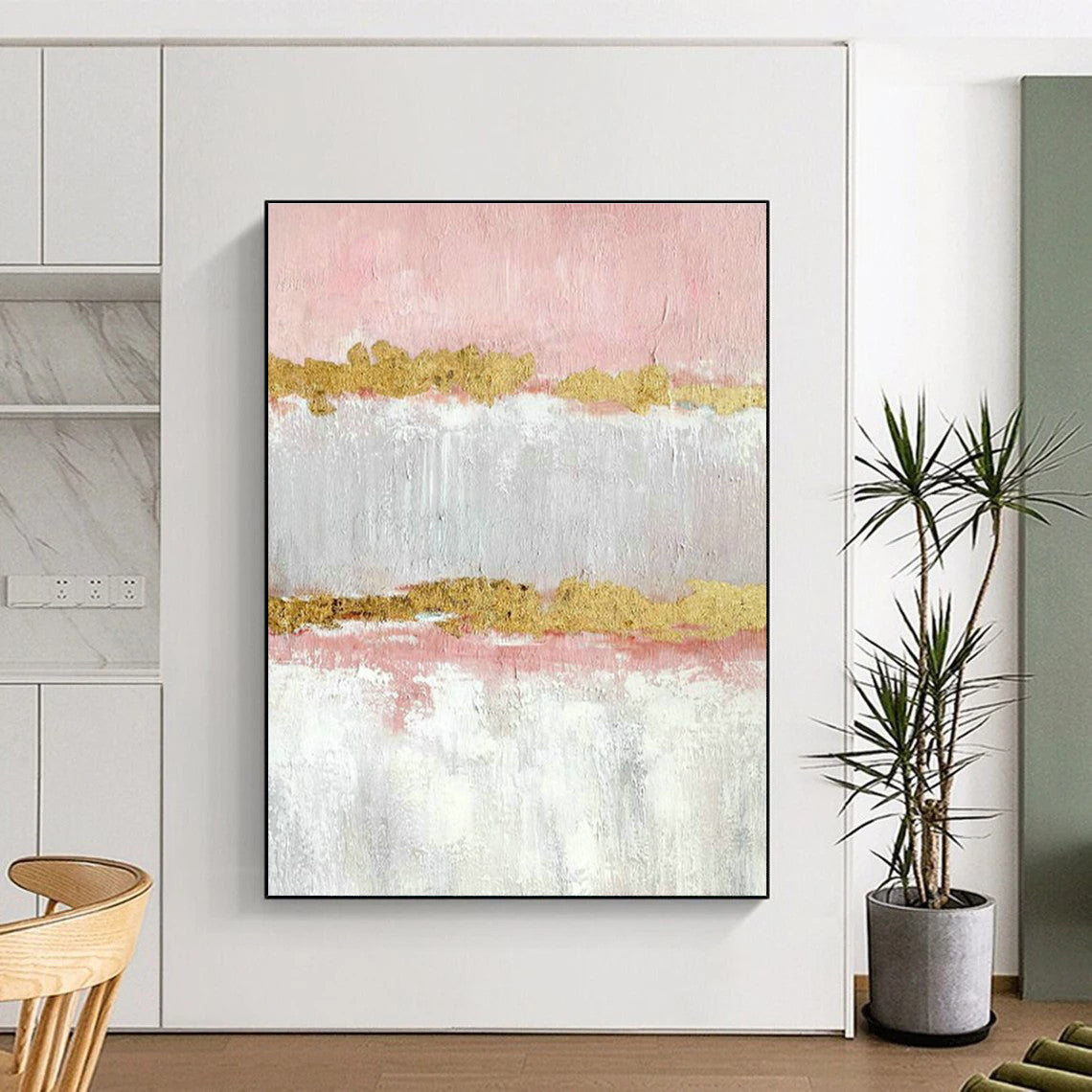 Pink - Gold Abstract Art for Bedroom & Entryway DLZ0318
