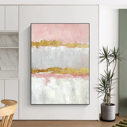 Pink - Gold Abstract Art for Bedroom & Entryway DLZ0318
