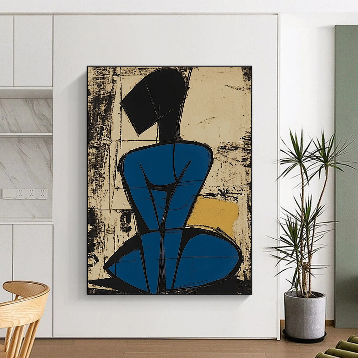 Abstract Figure in Blue for Mid - Century Modern Office & Avant - Garde Art Studio STSC984