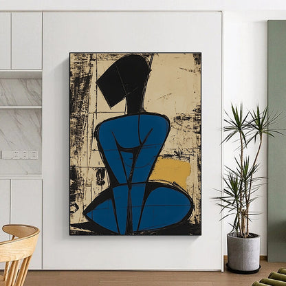 Abstract Figure in Blue for Mid - Century Modern Office & Avant - Garde Art Studio STSC984
