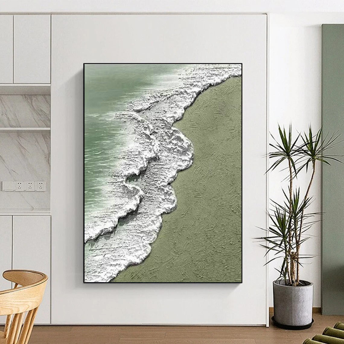 Textured Beach Wave Art for Beach House Living Room & Coastal Café DLZ1484