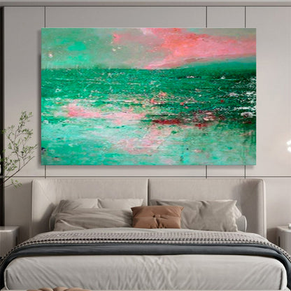 Pink - Green Ocean Abstract Art for Relaxing Balcony DLZ2782