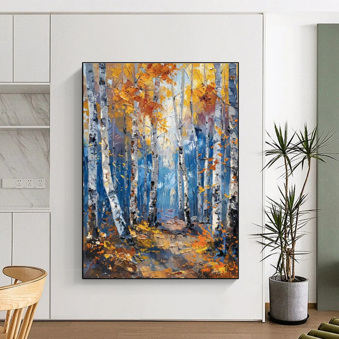 Autumn Birch Forest Art for Cabin in the Woods & Nature - Lover’s Library DLZ1413