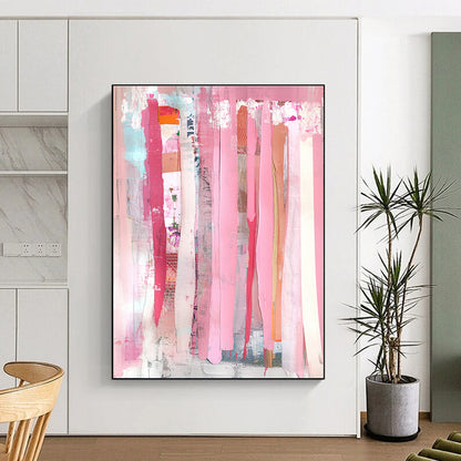 Pink Collage Strips Art for Fashion - Forward Boutique & Eclectic Home Entryway STSC1407