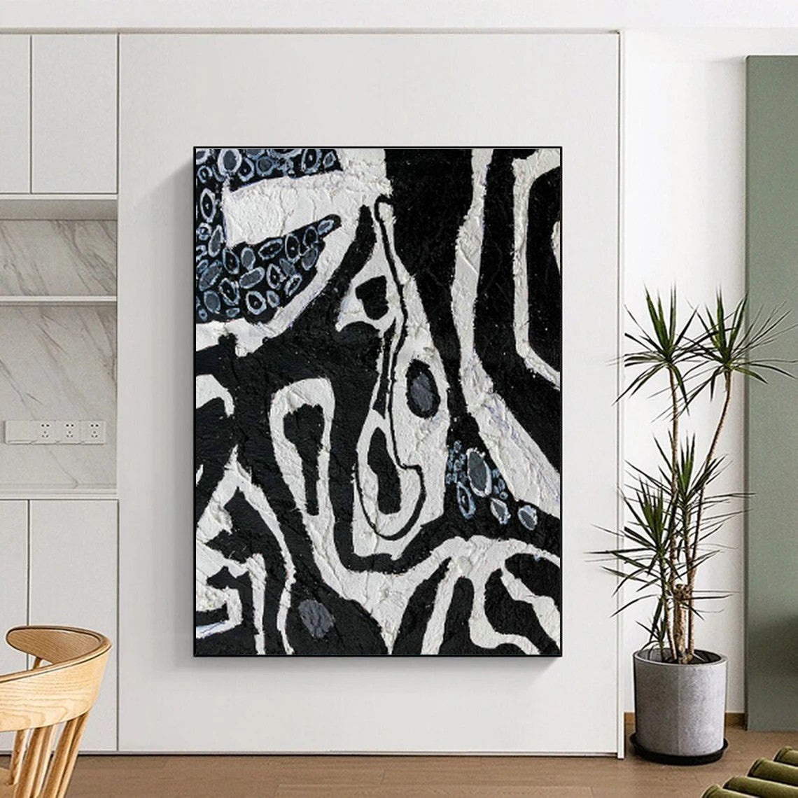 Black - White Textured Art for Industrial Café Restroom Walls DLZ0052