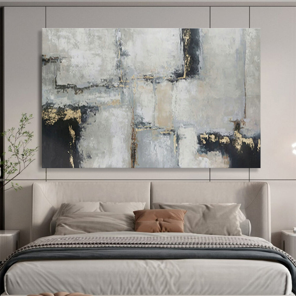 Gold - Grey Geometric Block Art for Chic Entryway DLZ2735