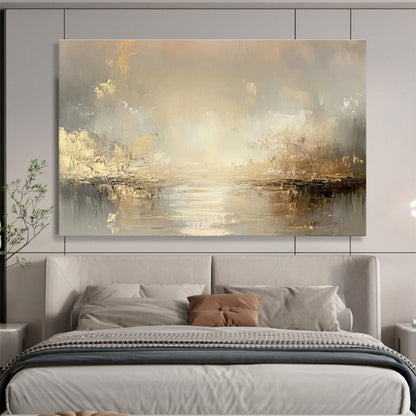 Luxe Gold - Brown River Abstract Art for Elegant Dining Room Sophistication DLZ2707