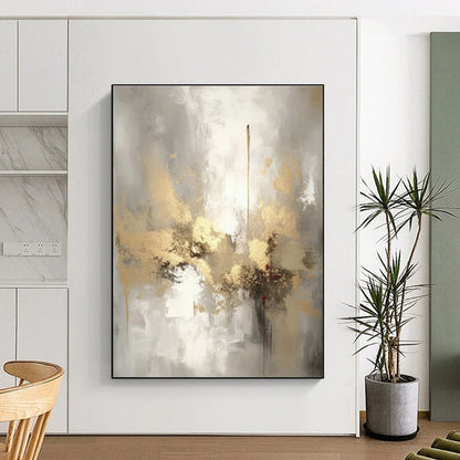 Gold - Gray Abstract Art for Luxury Hotel Lobby & Modern Home Office DLZ0860