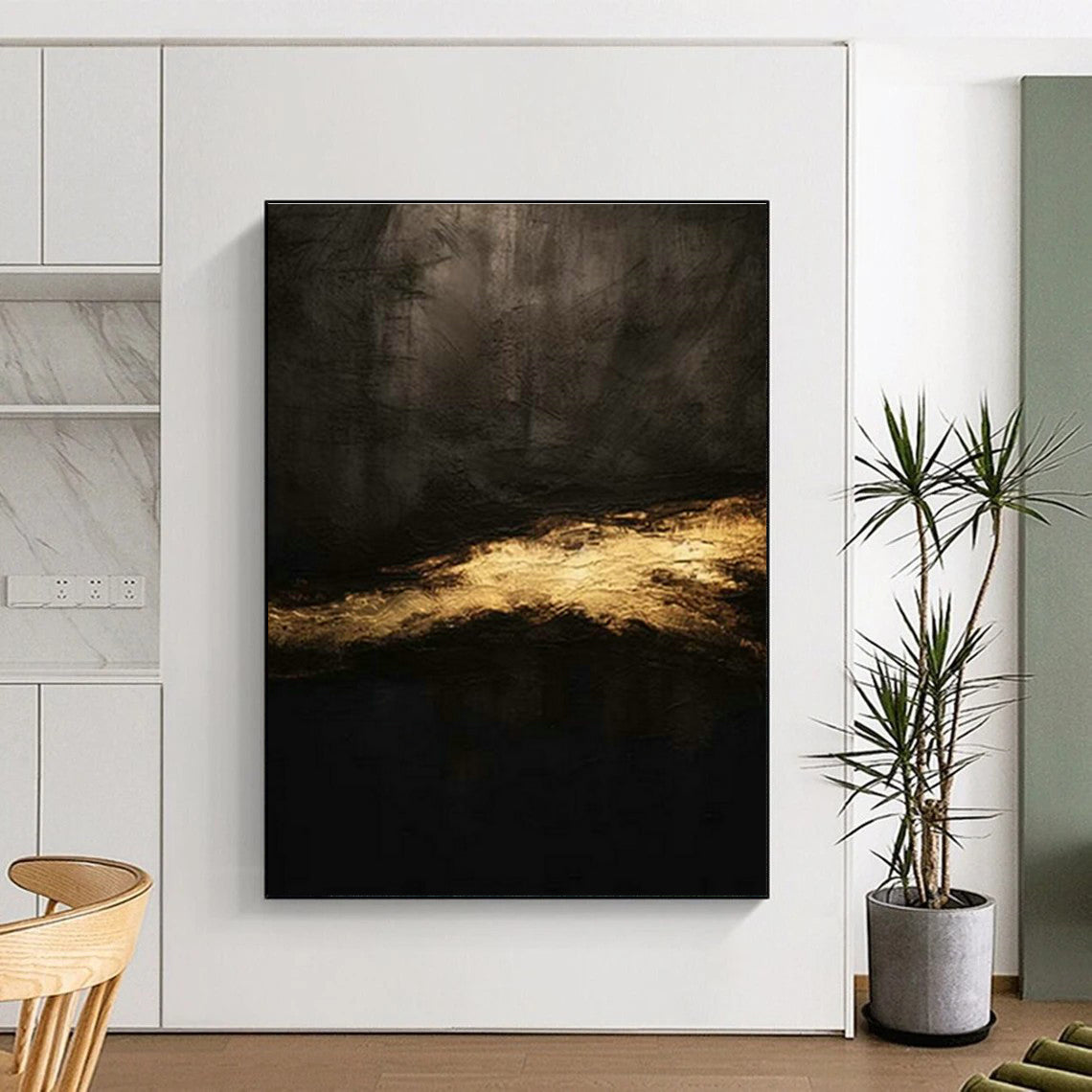 Black - Gold Abstract Art for Bedroom & Dining Room DLZ0351