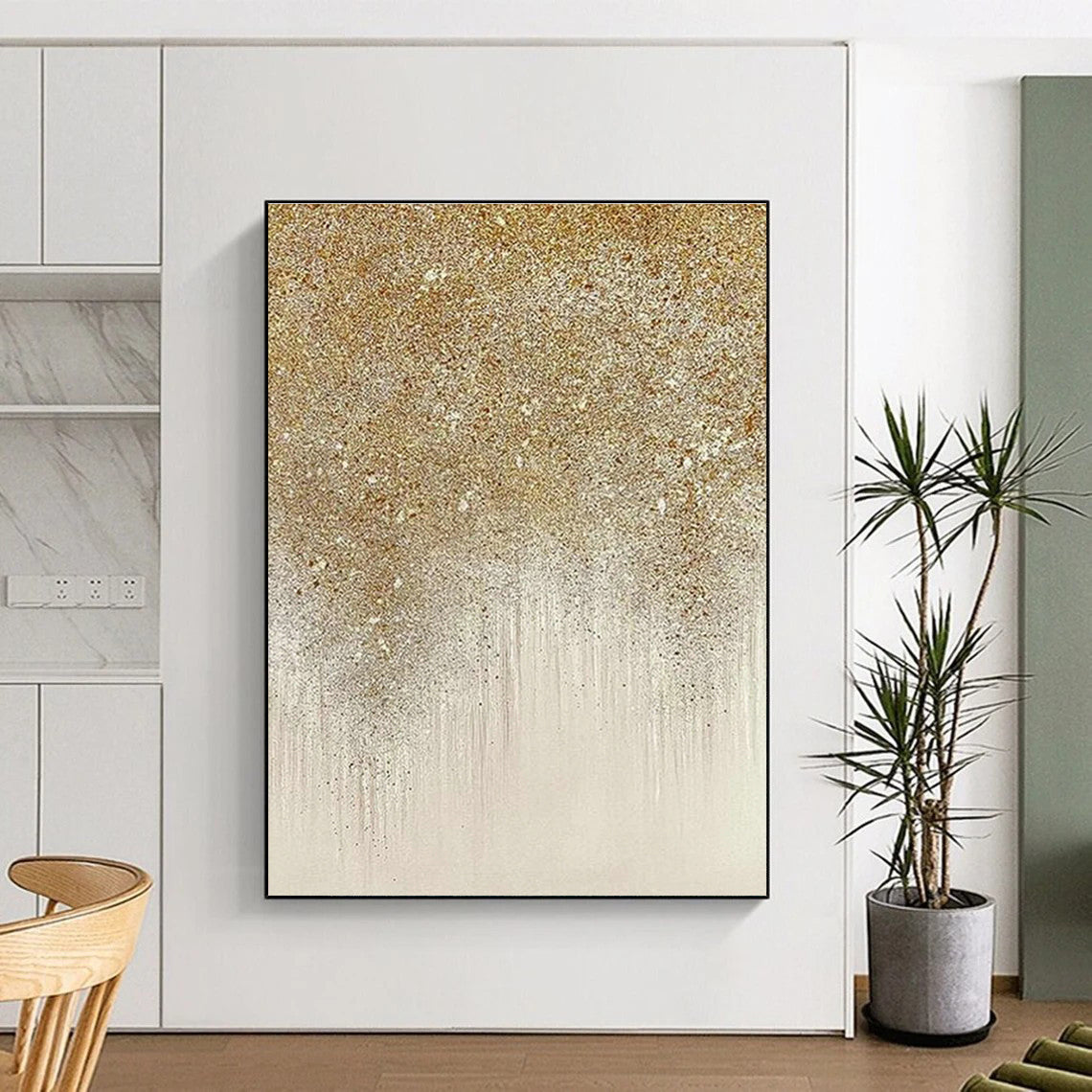 Gold - Silver Drip Art for Living Room & Bedroom DLZ0437