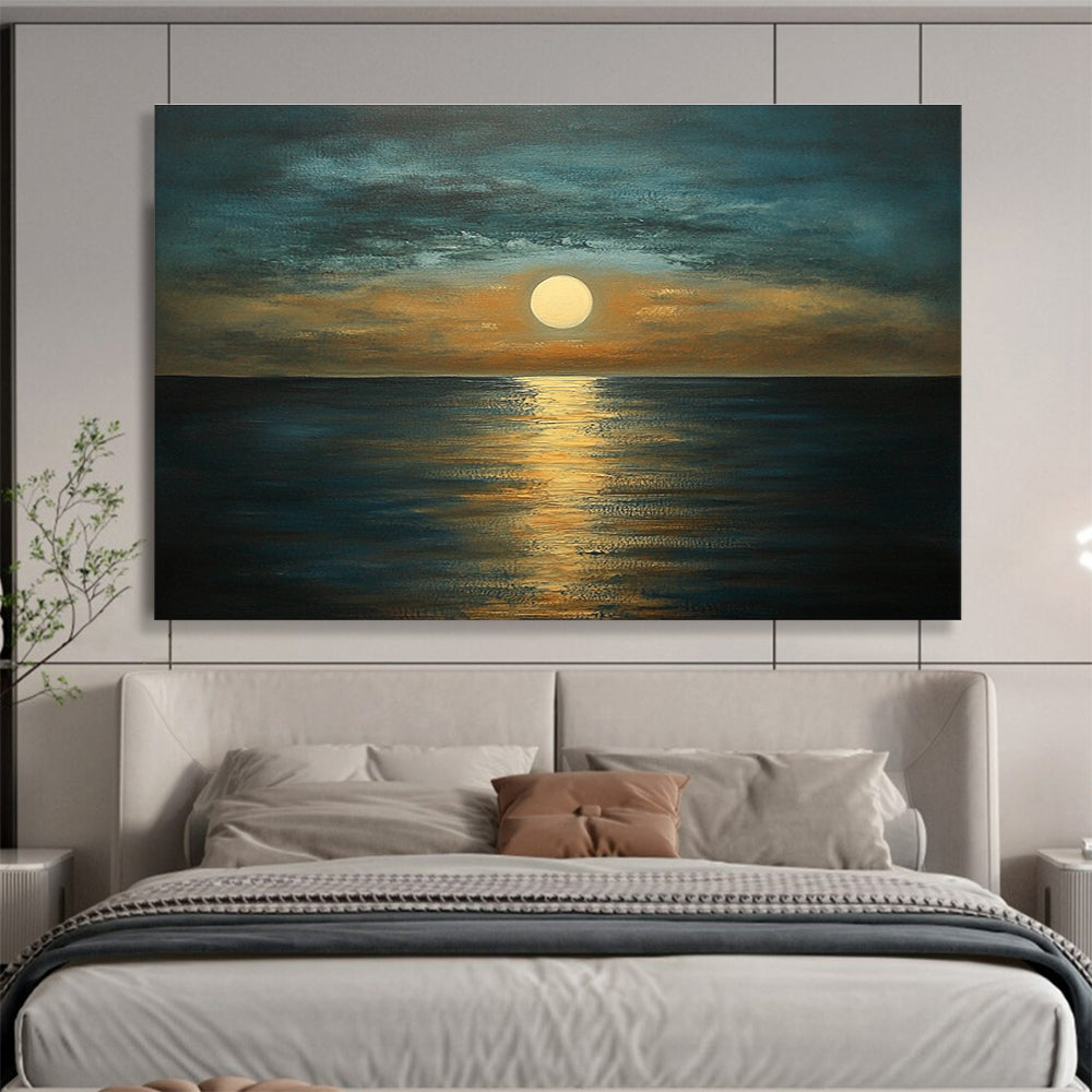 Moonlit Ocean Serenity Art for Beachfront Hotel Room & Romantic Dining Area SC413
