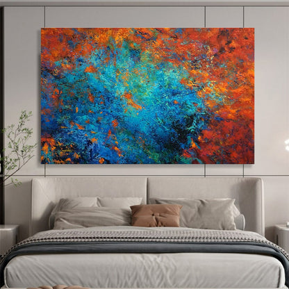 Orange - Blue Contrast Abstract Art for Vibrant Retail Storefronts DLZ3107