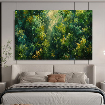 Sunlit Forest Palette Knife Art for Eco - Friendly Lodge Bedroom Retreats DLZ3195