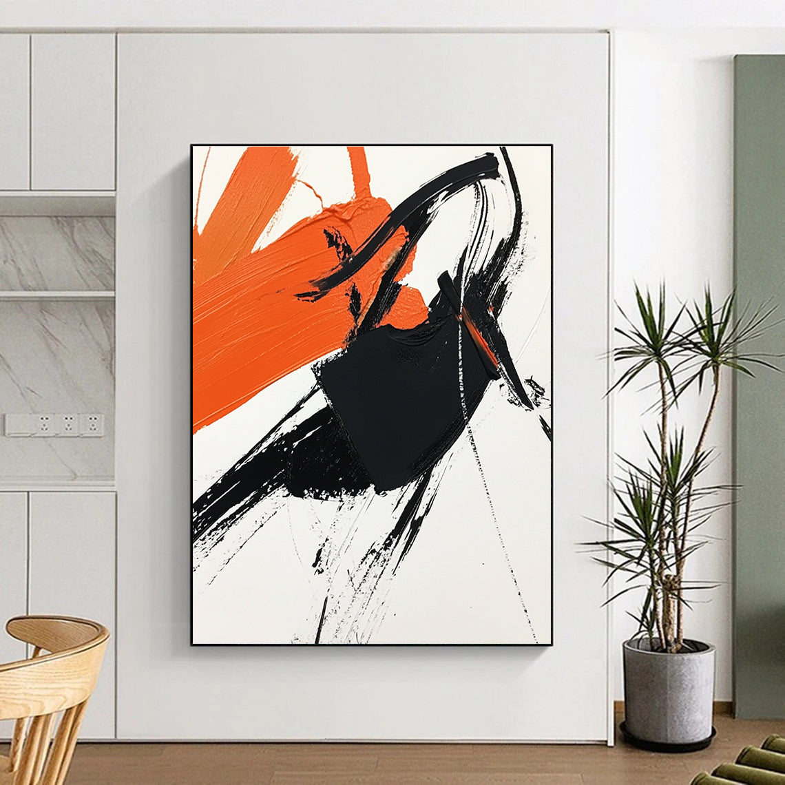 Orange and Black Abstract Strokes for Contemporary Office & Art Studio STSC1274