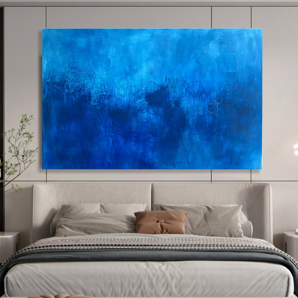 Deep Blue Abstract Landscape Art for Nature Reserve Visitor Center & Spiritual Retreat SC036