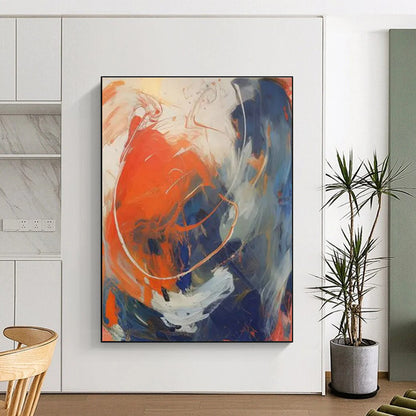 Orange - Blue - White Abstract Art for Trendy Gym & Artistic Community Center DLZ1728