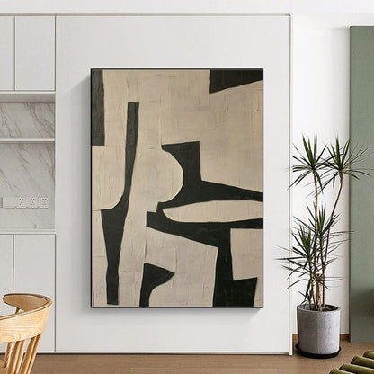 Black - White Geometric Abstract Art for Minimalist Home Office & Contemporary Art Lounge DLZ1842