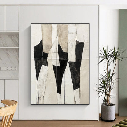 Black and Beige Patchwork Abstract for Industrial - Chic Loft & Contemporary Gallery STSC403
