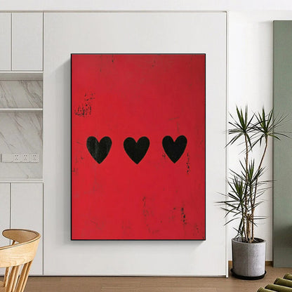 Red - Background Black - Hearts Art for Romantic Restaurant & Pop - Art Gallery DLZ1847