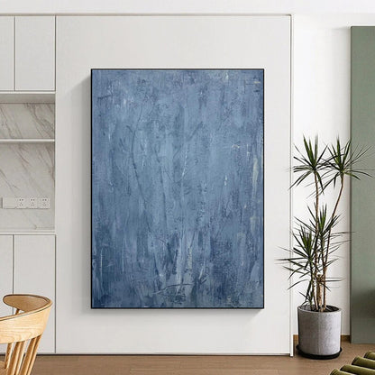 Gray - Blue Textured Abstract Art for Minimalist Bedroom & Calm Wellness Studio DLZ0754